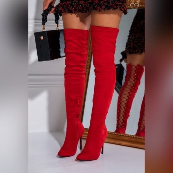 Lace Up Over Knee Thigh High Boot Stiletto Heel - Picture 4 of 8